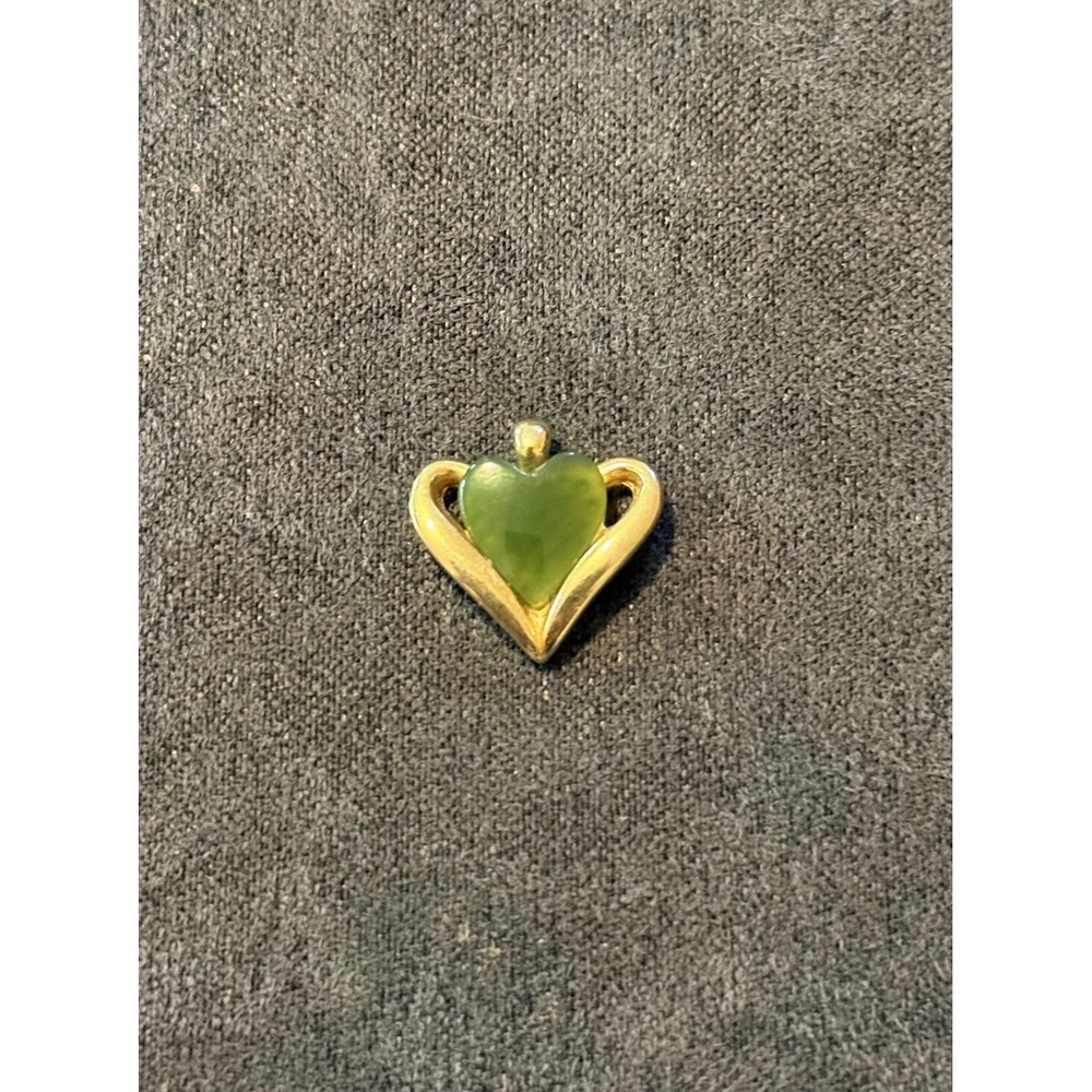Gold Wrapped Jade Heart Pendant